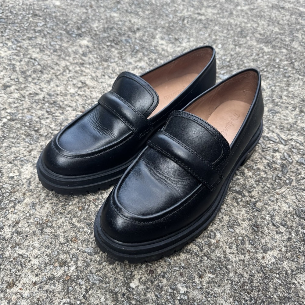 Madewell Bradley Lugsole Loafer Womens 9 Black Leather Chunky 90s Inspired Shoes